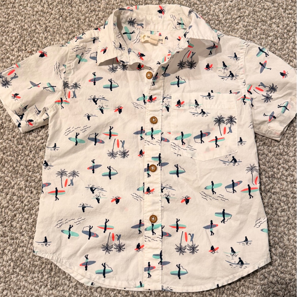 Tucker + Tate Boys White Short Sleeve Button-Down Shirt - Surfers - Picture 3 of 6